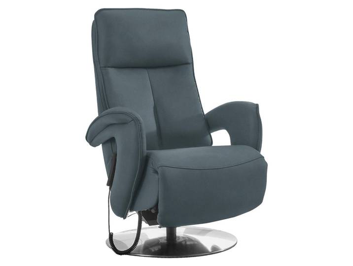 Valdera Relaxsessel, Graublau, Metall, Echtleder, Longlife-Leder, Semi-Anilinleder, 77x110x87 cm, Goldenes M, Fussart wählbar, Lederauswahl, Stoffauswahl, Relaxfunktion, Aufstehhilfe, Herz-Waage-Funktion, Wohnzimmer, Sessel, Relaxsessel