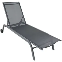 Gartenliege Sonnenliege mit Rollen in Schwarz