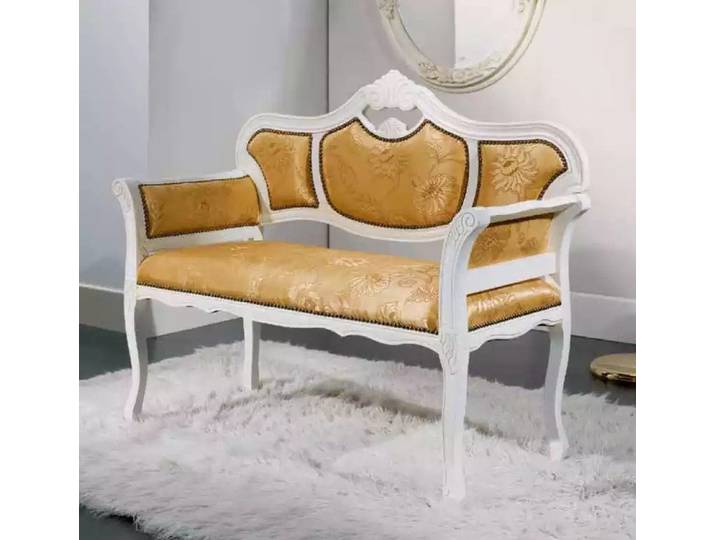 JVmoebel Sitzbank Elegante Polsterbank aus Textil in klassisch-goldenem Design (1-St), Made in Europa