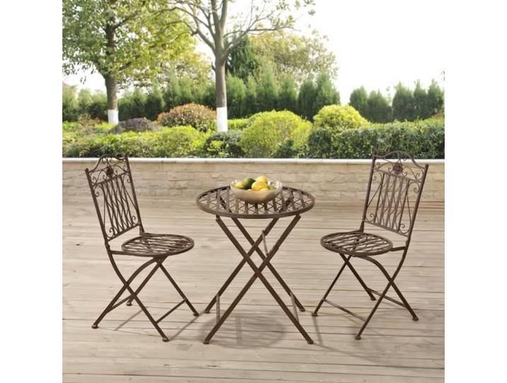 Set de Bistrot Biella pour Jardin Métal Bronze
