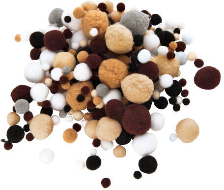 Pompons, Brauntöne, 4–25 mm Ø, 400 Stück