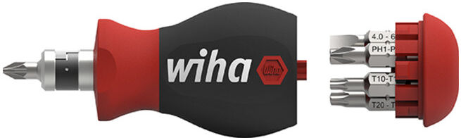 Wiha Tournevis Stubby avec magasin de bits, 7 doubles bits 1/4 pouce, mixte (43613)