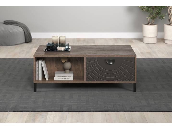 Couchtisch HOME AFFAIRE Fusion , braun (rostoptik, perlbronze, schwarz, rostoptik), B:110cm H:37cm T:60cm, Tische, Couchtisch, Couchtisch mit 2 Schubladen & 2 offenen Fächern - (B/T/H) 110/60/37 cm