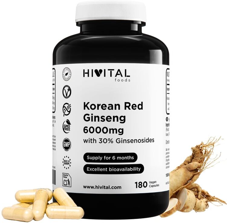 Hivital Foods Panax Ginseng Rojo Coreano 6000 mg 180 VCaps