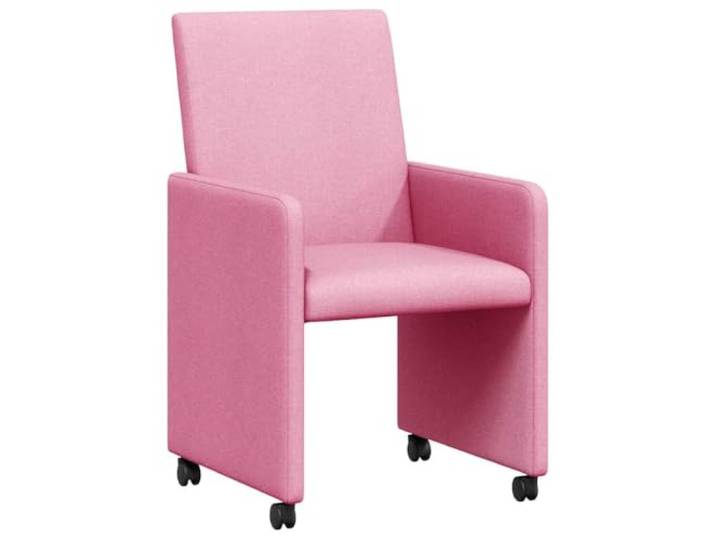 KUTYWEXFM 2er Set Esszimmerstühle mit Rollen Armlehne Stuhl Rosa Stoff Ergonomische Polsterstühle in Rosa mit leichten Rollen und schmalen Armlehnen für Esszimmer und moderne Küchen.