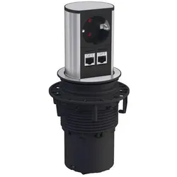 Bachmann, Steckdosenleiste, ELEVATOR Steckdoseneinheit 1x Schuko 2x LAN Chrom matt (CEE 7/3, RJ45, 0.50 m)
