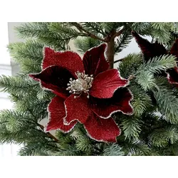 Chic Antique Fleur Blume mit Clips, Tannenbaumschmuck, Ø 20 cm dunkelrot