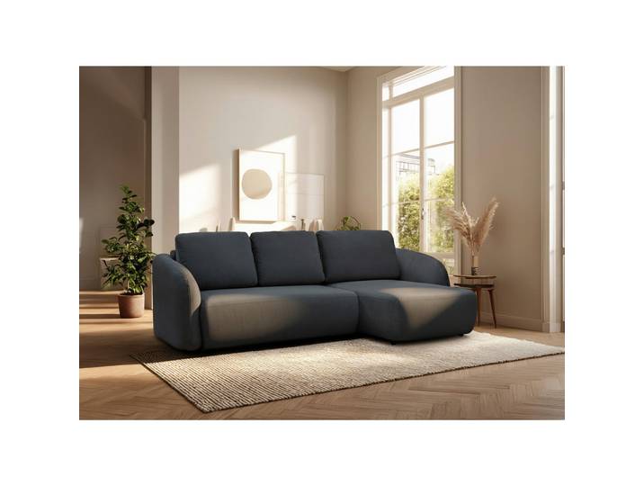 P & B Ecksofa Porto, Graphit, 3-Sitzer, Ottomane rechts, L-Form, 270x154 cm, Made in EU, Wohnzimmer, Sofas & Couches, Wohnlandschaften, Ecksofas