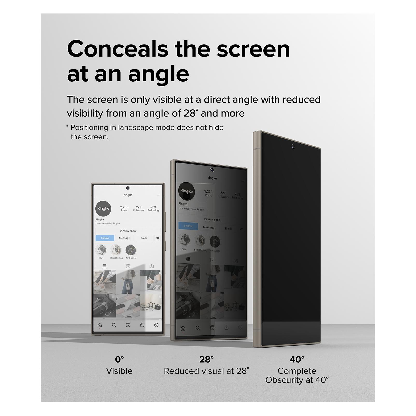 Ringke Screen Protector for Galaxy S24 Ultra EASY SLIDE PRIVACY TEMPERED GLASS 2 pack, w installation Jig (Samsung Galaxy S24 Ultra) (G4as817)