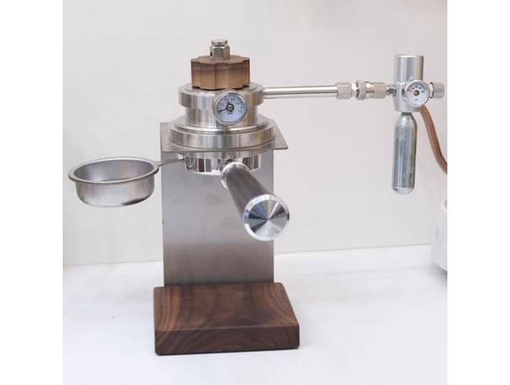 Vituord Pneumatische Espressomaschine, 58 Mm Tragbare, Luftbetriebene Kaffeemaschine Mit Holzständer, Manometer Und Druckminderventil, Für Outdoor-camping