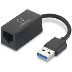 Renkforce Netzwerkadapter für Nintendo Switch Laptop PC (USB 3.2, RJ45 (1x)), Netzwerk Adapter