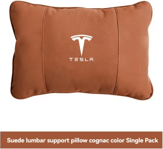 Uplift Curations TeslaDrive Plush Car Neck Pillow Universal Headrest Support Cushion For Model 3 Y S X Interior Accessories orange waist