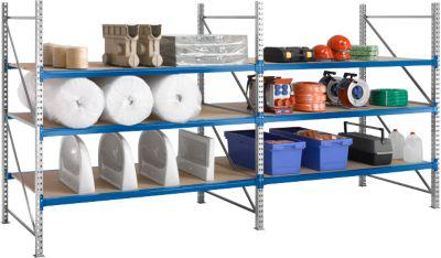 Regalsystem WR 600, Grundfeld, Traverse verzinkt, mit 2 Ebenen, 2200 x 2200 x 1050 mm