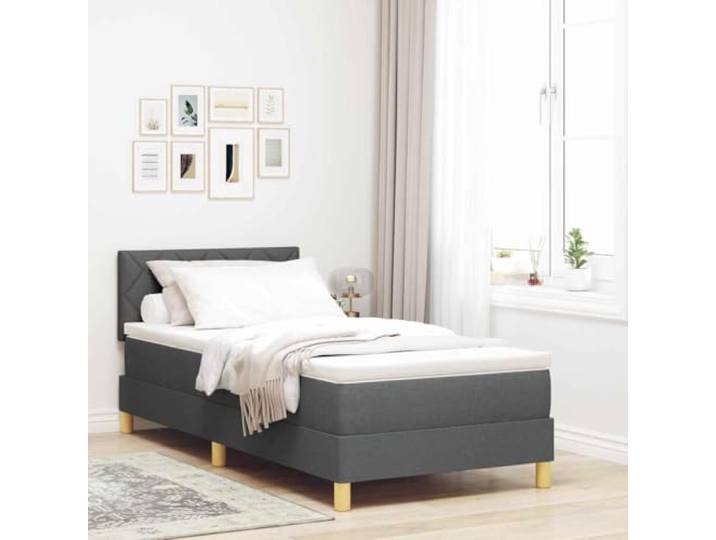 LED Beleuchtung Polsterbezug Kiefernholz Dunkelgrau 90 x 190 cm LED Boxspringbett mit Matratze Dunkelgrau 90x190 cm Stoff mit RGB LED Beleuchtung und verstellbarem Kopfteil