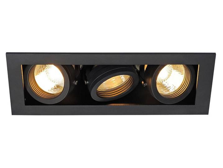 Kadux GU10 plafonnier encastré carré noir 3 flammes à cardan
