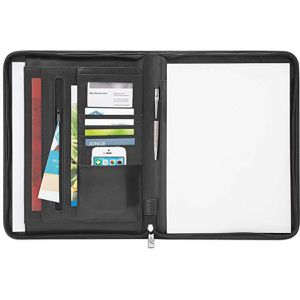 Wedo Schreibmappe 5864301, Accento, schwarz, Kunstleder, mit Reißverschluss & Schreibblock, A4