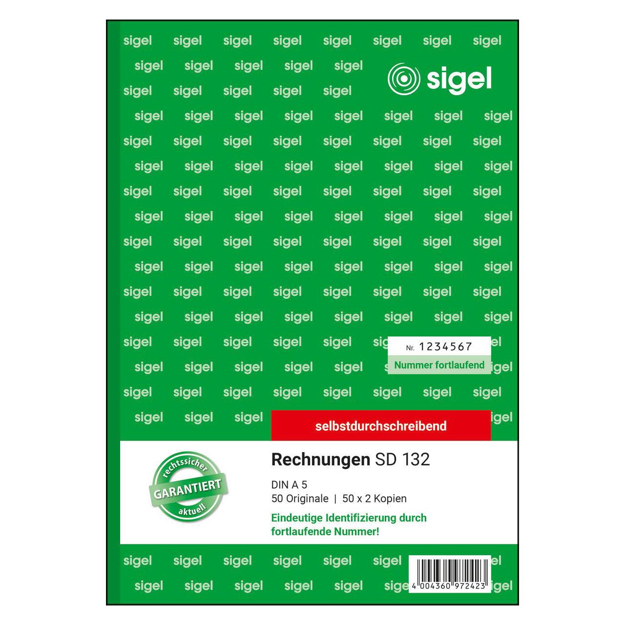 SIGEL Rechnung mit fortlaufenden Nummern Formularbuch SD132