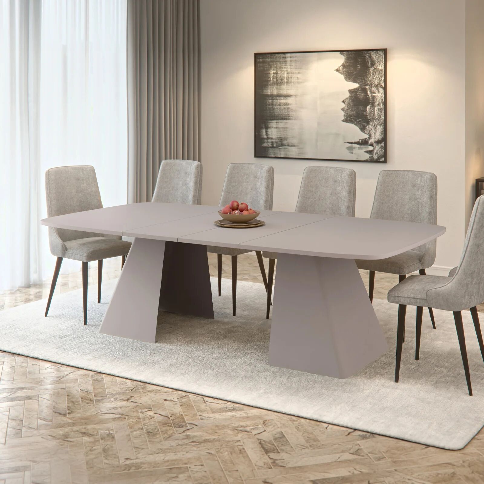 garneroarredamenti Tavolo da pranzo allungabile 180/256x110cm industrial cashmere metallo cashmere Rail