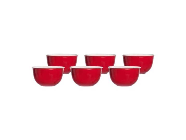 Ritzenhoff & Breker Doppio Müslischalen ø 14 cm, 6er Set, Schalen mit farbiger Außenseite, Buntes Mix-und-Match-Geschirr, Porzellan, Rot