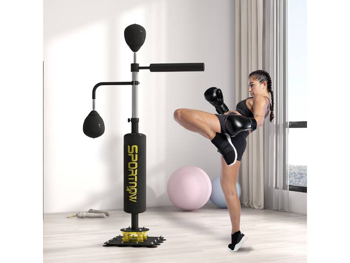 SPORTNOW Sac de Boxe Autoportant Réglable Acier Noir