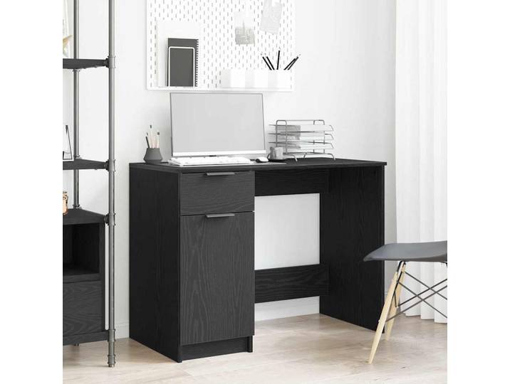 vidaXL Schreibtisch Schwarz Eichen-Optik Holzwerkstoff