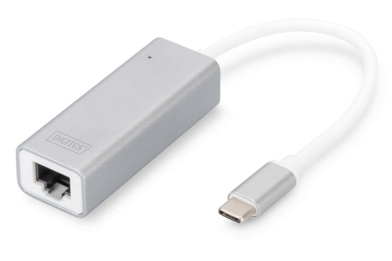 DIGITUS USB 3.0 Gigabit Ethernet Adapter Typ-C zu RJ45 St./Bu. weiß DN-3024
