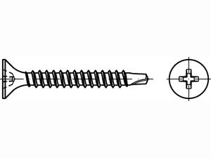 REYHER 89152 Stahl CE phosphatiert Schnellbauschrauben CE mit Trompetenkopf m. Bohrsp., Kreuzschlitz -H 891520040400350