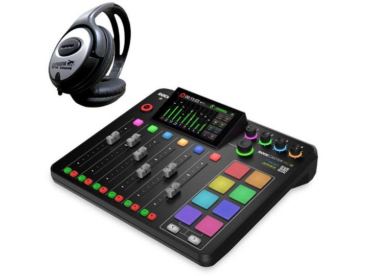 RØDE Rode Rodecaster Pro II Podcast Station mit Kopfhörer Digitales Aufnahmegerät (Dual USB-Audio Interface)