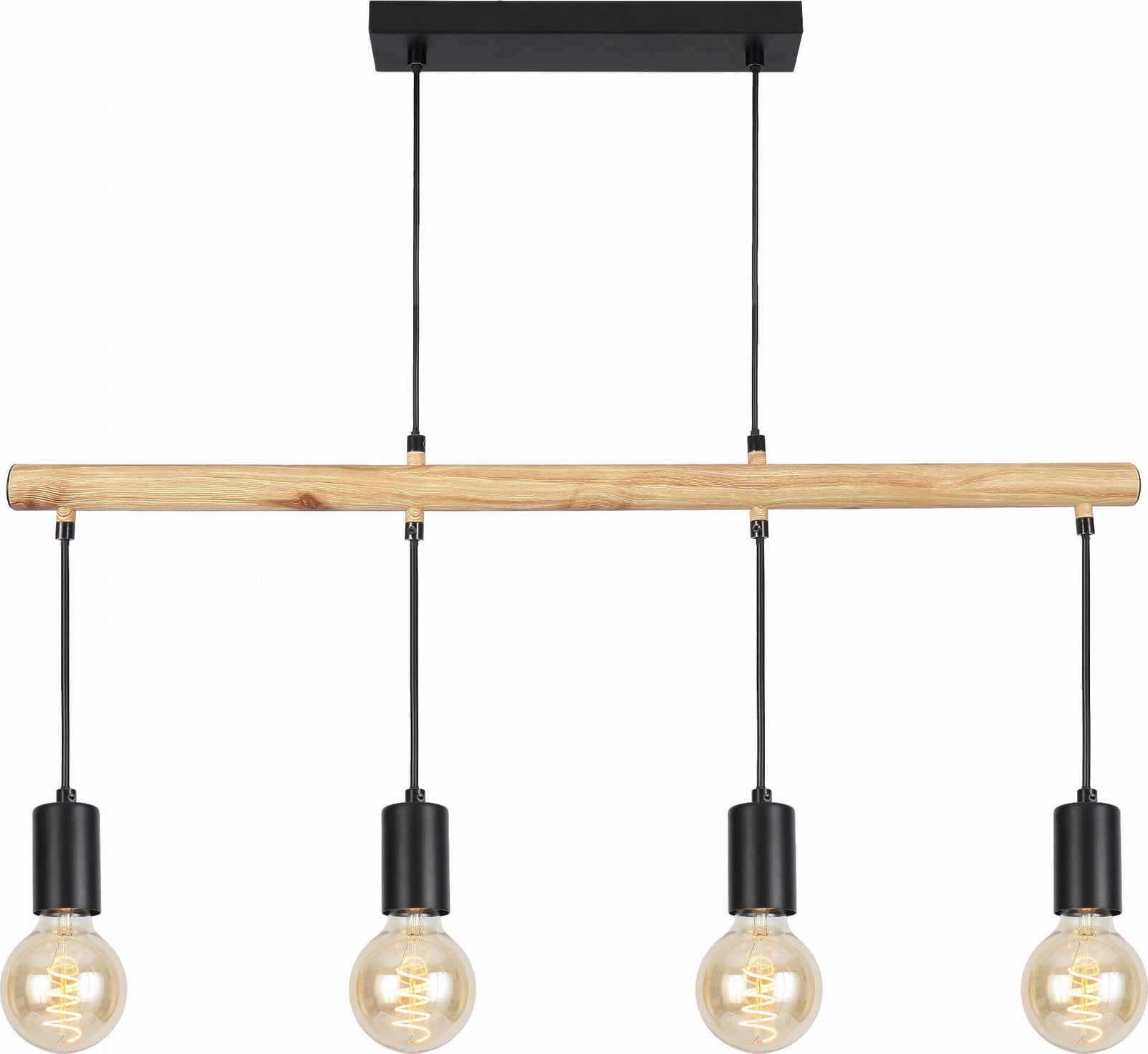 Veneti Hanglamp IZZY Scandinavische stijl - Zwart - 4xE27, 60W