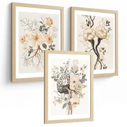 POSTER Set aus 3 Neuronale Anatomie Drucke und Wandbilder mit Neuronen Synapsen und Gehirn Minimalistischer Floraler Stil Größe Rahmenlos A4