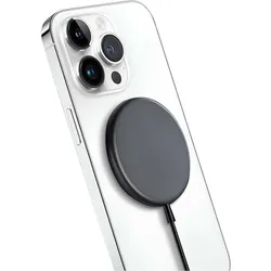 Crong MagSpot Wireless Charger - Aluminiowa ładowarka MagSafe 15W (Graphite) (15 W), Wireless Charger, Grau