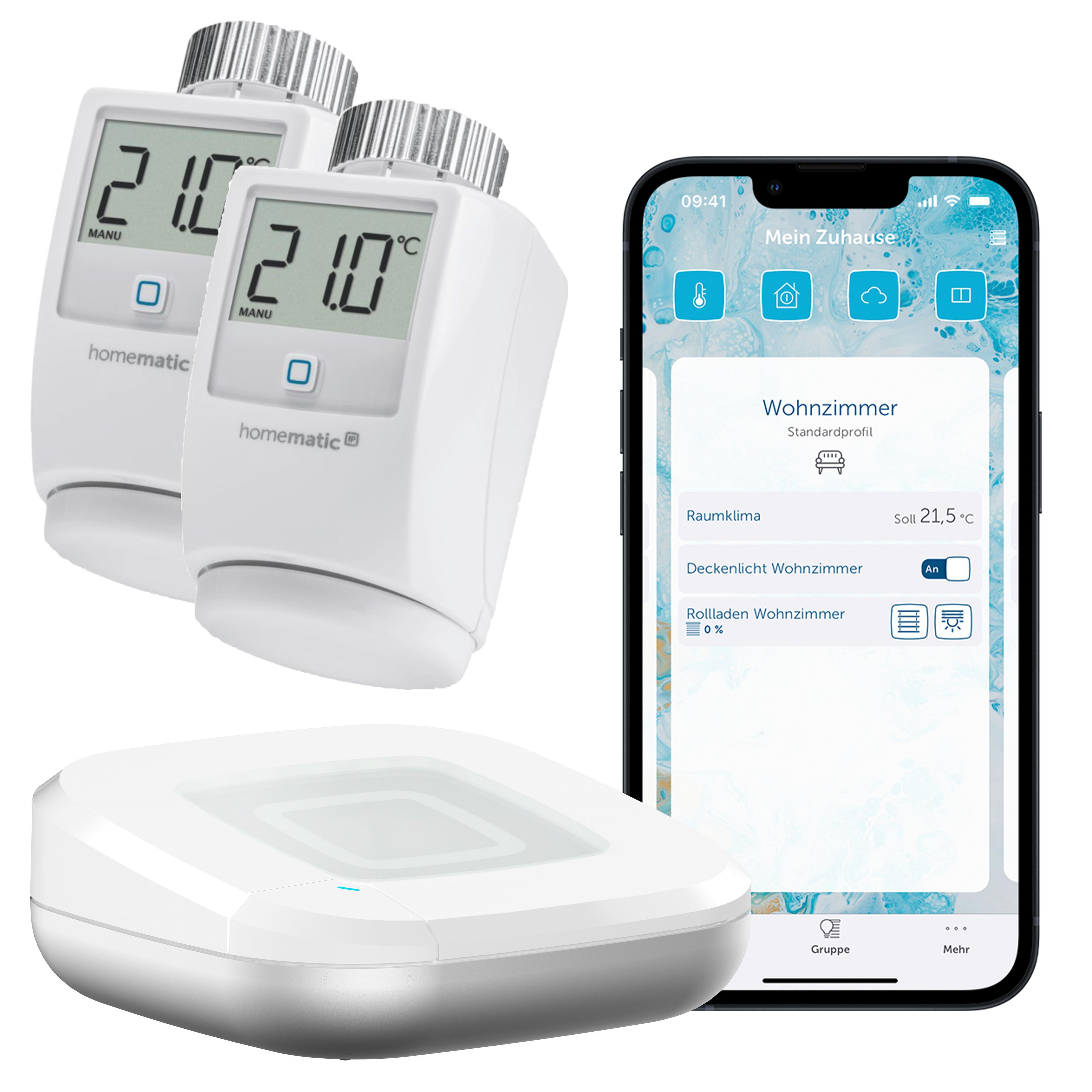 Homematic IP Starter Set Smarte Heizung . 2xThermostat HMIP-eTRV/2 . Access Point 2
