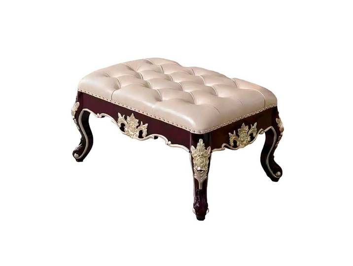 Xlmoebel Hocker Perlweißer Chesterfield-Hocker für elegantes Schlafzimmer-Ambiente (Hocker, 1 St., Hocker), Hergestellt in Europa