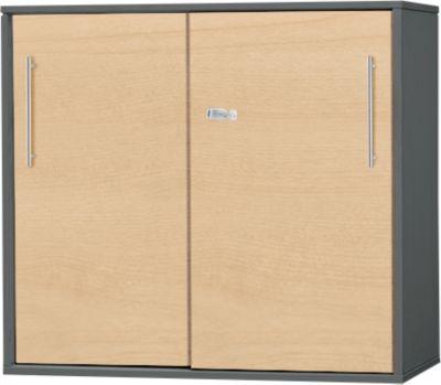 Schäfer Shop Select Anstell-/Aufsatz-Schiebetürenschrank Start Off, in Tischhöhe, abschließbar, B 800 x T 420 x H 726 mm, graphit/ahorn