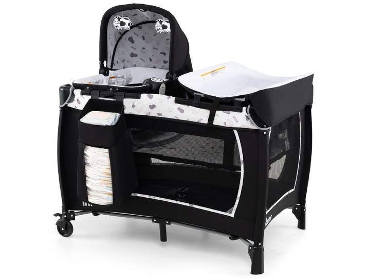 5-in-1 Reisbedje voor Baby's Opvouwbaar Babybedje met Aankleedtafel Babybox met Opbergmand & Draagtas Beige