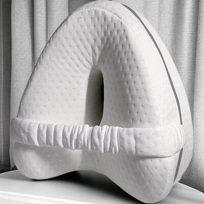 Inspired Finds Orthopedic Memory Foam Knee Support Pillow For Side Sleepers Sciatica Relief white