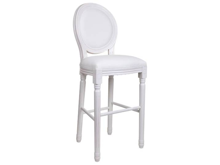 Wanderlust Hocker aus Holz 52x46x116 cm, Weiß, Fell, 52x116x46 cm, Esszimmer, Barmöbel, Barhocker