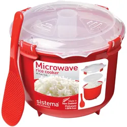 sistema® Mikrowellen-Reiskocher 16.1 cm hoch rot, transparent