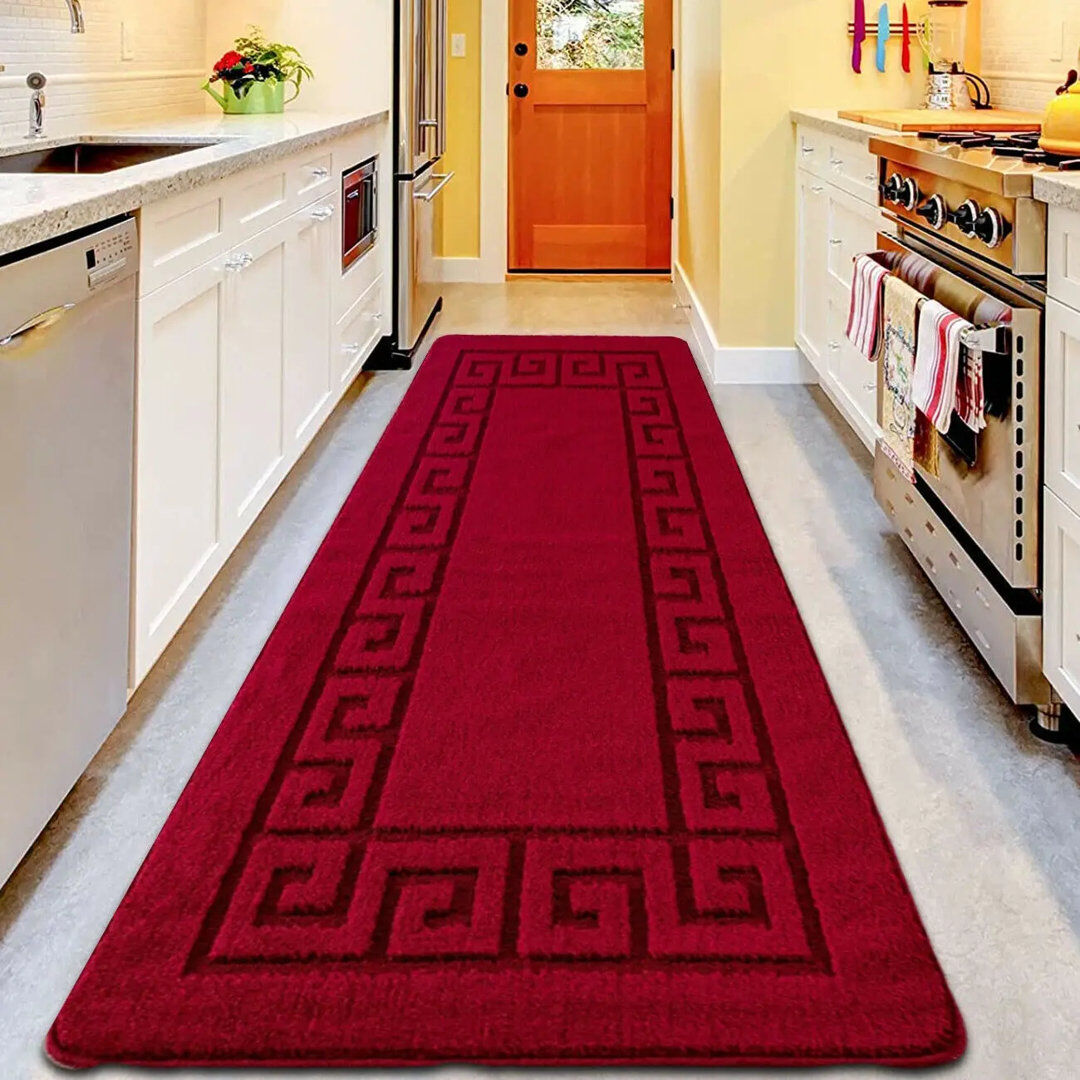 Quality & Style Geometric Area Rug Red Runner 60 x 220 cm