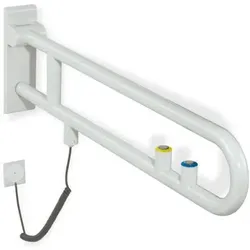 Hewi 801 E-Stützklappgriff 801.50.71099 850 mm, reinweiß, Spül-/Funktionstaste, gelber Ring