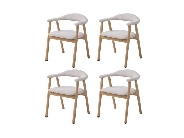 LuxusKollektion Esszimmerstuhl Küchenstuhl Polsterstuhl Stoff Metallbeine 4er Beige Original 4er-Set