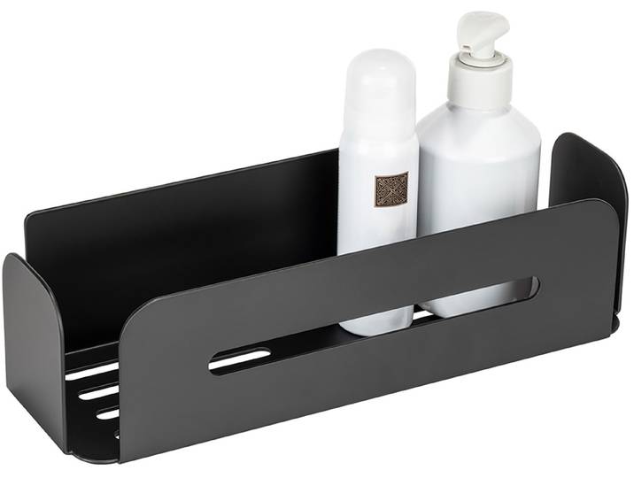 Duschregal WENKO Turbo-Loc Modell Bivio , schwarz, B:30cm H:8cm T:10,5cm, Aluminium, Regale, Duschregal, aus Aluminium für Shampoo, rostfrei, Befestigen ohne Bohren