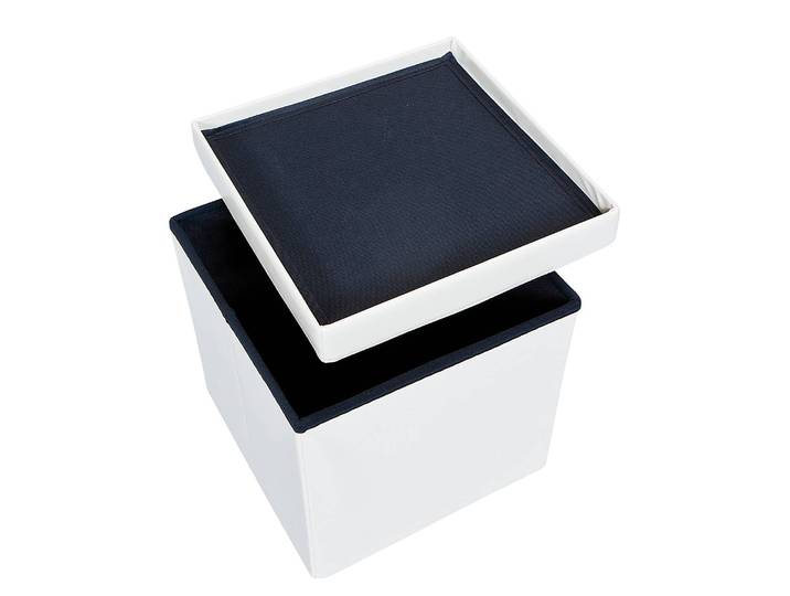 Tabouret de rangement Setti 38cm Blanc/Blanc