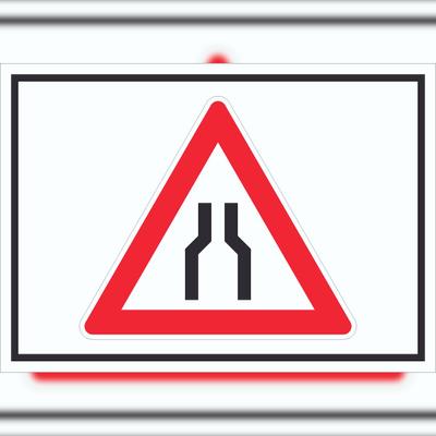 HB-Druck Schild Achtung Verengte Fahrbahn Symbol A6 Rückseite selbstklebend