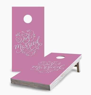 Skip's Garage Just Married Wedding Cornhole Boards