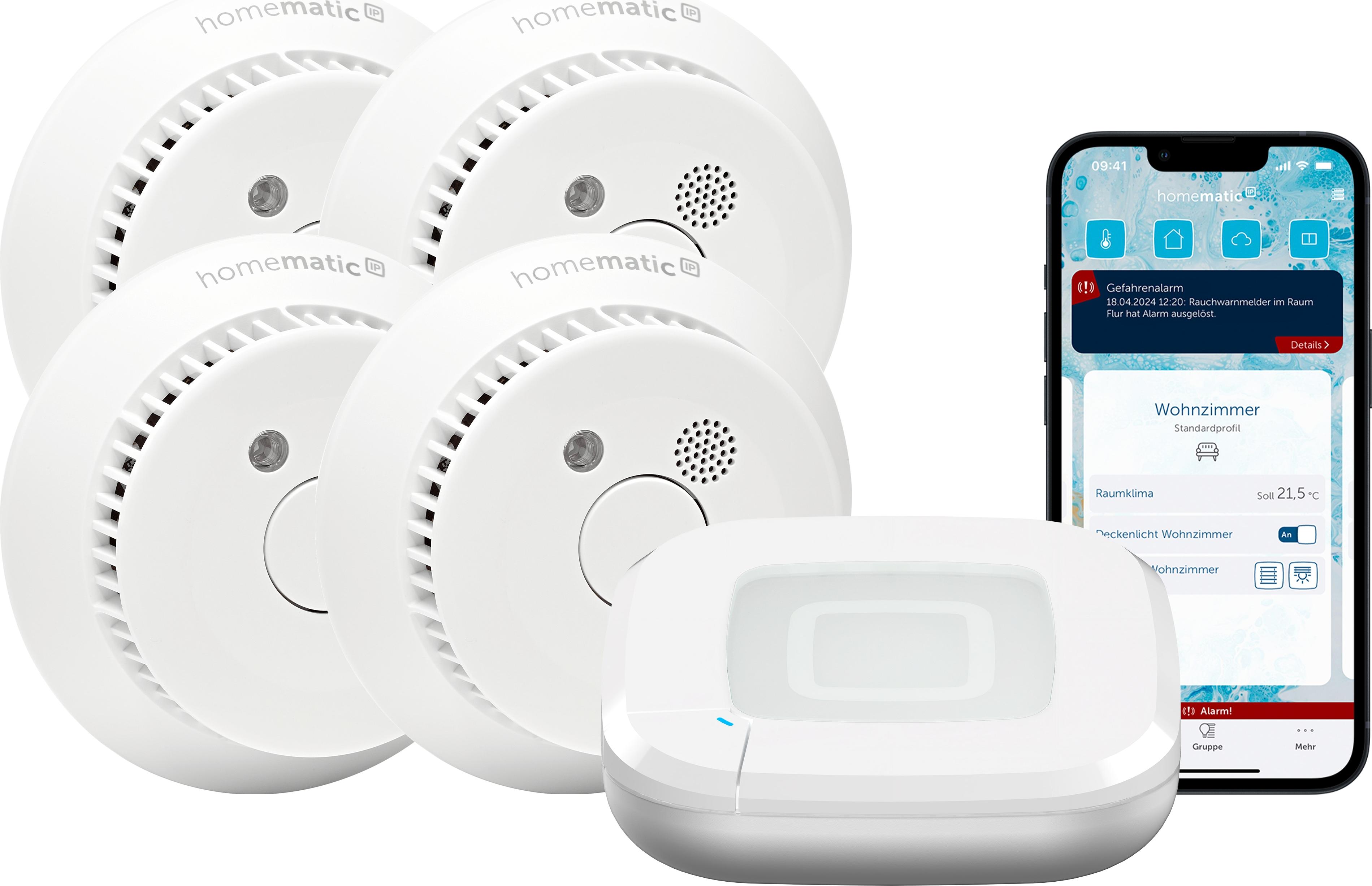 HOMEMATIC IP Starterset Rauchwarnmelder für 4 Räume