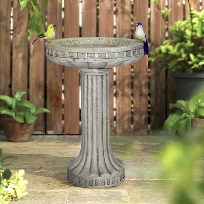 Meedzom "24"" H Outdoor Concrete Bird Bath - Perfect for Adding Interest to Garden, Patio, Backyard, Porch and Deck"
