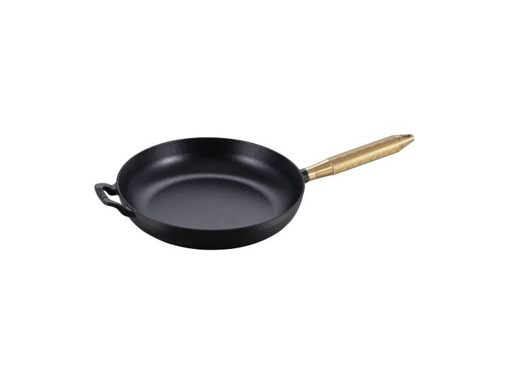 STAUB Poêle en fonte noire Buster & Punch Ø28 cm Poignée en laiton