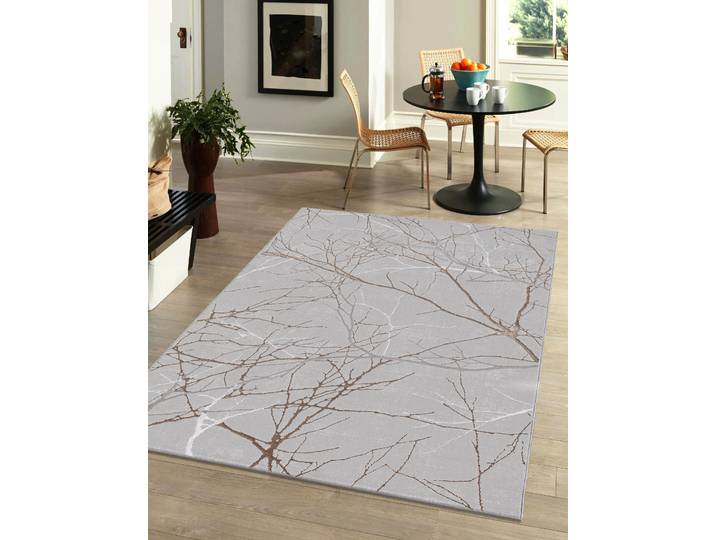 Teppich MERINOS Creation 50055 , grau, B:80cm H:10mm L:150cm, Polyester, Teppiche, Teppich, elegant, glänzend, Kurzflor, Indoor, pflegeleicht, robust