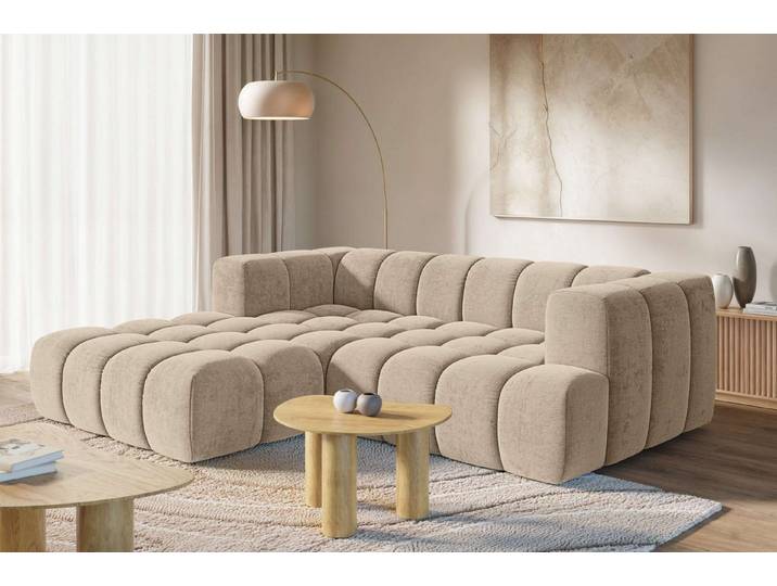 homsy by Ana Johnson Ecksofa »XL« BOUBELLE L-Form extra tief, Design: Bubble-Optik, Breite 247cm, hoher Sitzkomfort dank Wellenunterfederung, XL Sitztiefe 100 cm